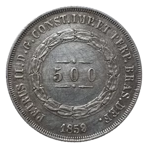 Brasil, Império, 500 réis 1859, prata 0.917, 6.3 g, 25 mm, km# 464, Bentes 494.07.01