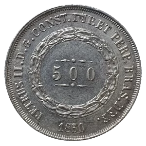 Brasil, Império, 500 réis 1860, prata 0.917, 6.3 g, 25 mm, km# 464, Bentes 494.08.01