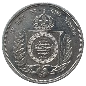 Brasil, Império, 500 réis 1867, prata 0.917, 6.3 g, 25 mm, km# 464, Bentes 494.15.01, brasão