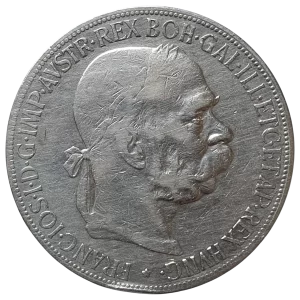 Império Austro-Húngaro (Áustria Imperial), 5 corona 1900, prata 0.900, 24 g, 36 mm, km# 2807
