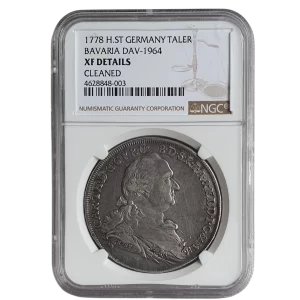 Bavária (estado alemão), táler, prata 0.833, 28 g, 40 mm, Madonnentaler, KM 563.1, cerificada NGC