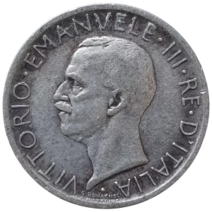 Itália, 5 liras 1927, prata 0.835, 5.0 g, 23 mm, km# 67, águia, Vitório Emanuel III