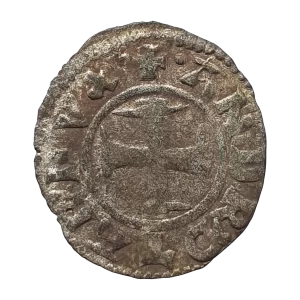 Reino de Candia (Creta sob domínio de Veneza), Andrea Contarini, tornesello, prata baixa, 18 mm, 0.7 g, 1368 a 1382, N#114237