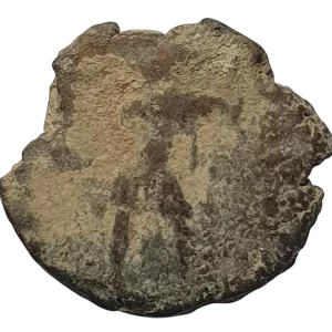 Império Romano, século 4 dC, moeda de bronze a identificar
