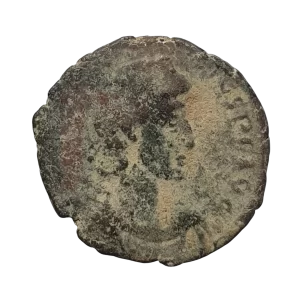 Império Romano, século 4 dC, moeda de bronze a identificar
