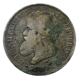 Brasil, Império, 200 réis 1867 a 1869, prata 0.835, 19 mm, 2.5 g, data ilegível, km# 471