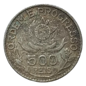 Brasil, República, 500 réis 1913, prata 0.900, 5 g, 22 mm, Estrelas Soltas, km# 512