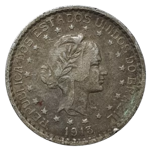 Brasil, República, 500 réis 1913, prata 0.900, 5 g, 22 mm, Estrelas Soltas, km# 512