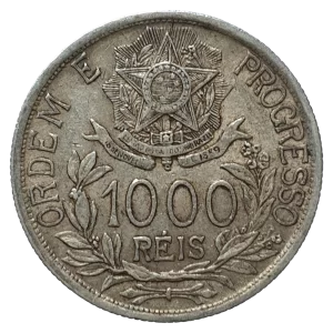 Brasil, República, 1000 réis 1913, prata 0.900, 10 g, 26 mm, Estrelas Ligadas, km# 510