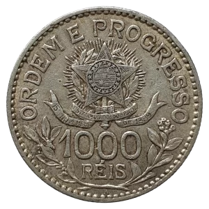 Brasil, República, 1000 réis 1913, prata 0.900, 10 g, 26 mm, Estrelas Soltas, km# 513
