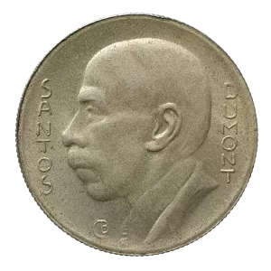 Brasil, República, 5000 réis 1936, prata 0.600, 10 g, 27.5 mm, Santos Dumont, km# 543