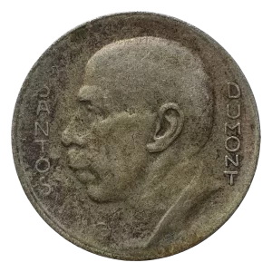 Brasil, República, 5000 réis 1938, prata 0.600, 10 g, 27.5 mm, Santos Dumont, km# 543