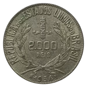 Brasil, República, 2000 réis 1324, prata 0.500, 8 g, 26 mm, km# 526, mocinha