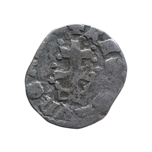 Hungria Medieval, Luís I (Lajos I), denar, prata, 0.5 g, 13 mm, 1373 a 1382, sarraceno / cruz patriarcal, N# 103222