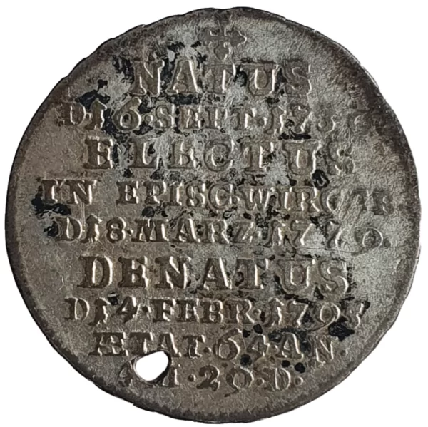 Würzburg, Alemanha, 3 kreuzer 1795, prata (com furo) - Image 2