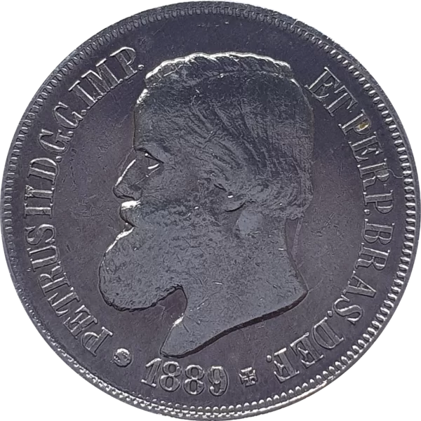 Brasil, Império, 500 réis 1889, prata - Image 2