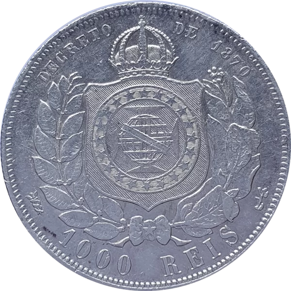 Brasil, Império, 1000 réis 1876, prata