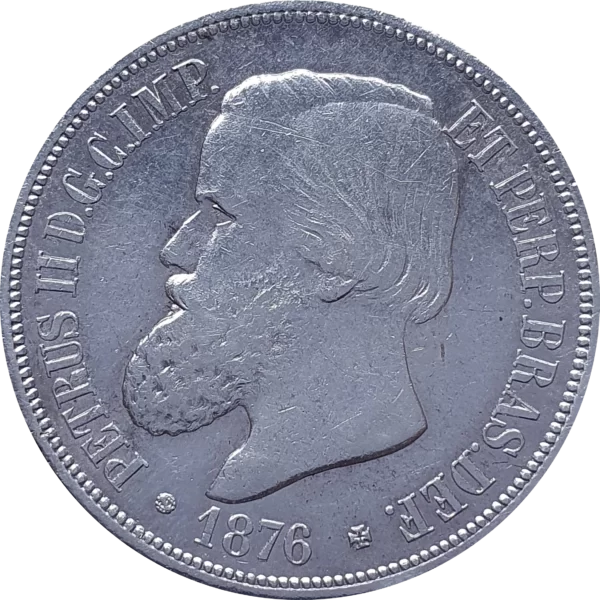 Brasil, Império, 1000 réis 1876, prata - Image 2