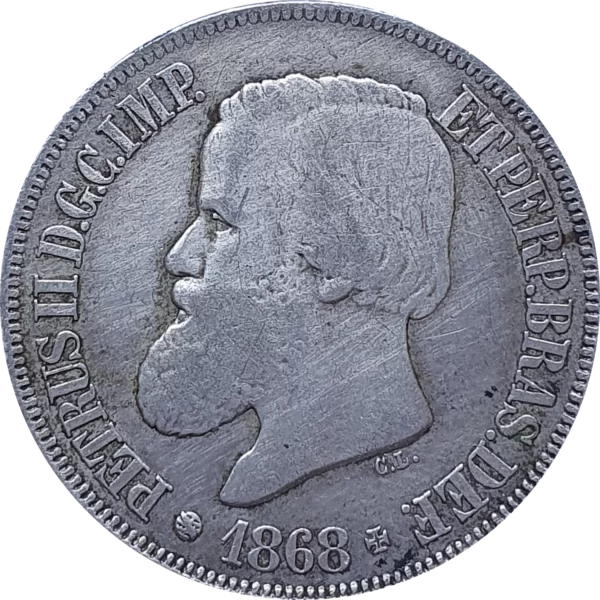 Brasil, Império, 500 réis 1868, prata - Image 2